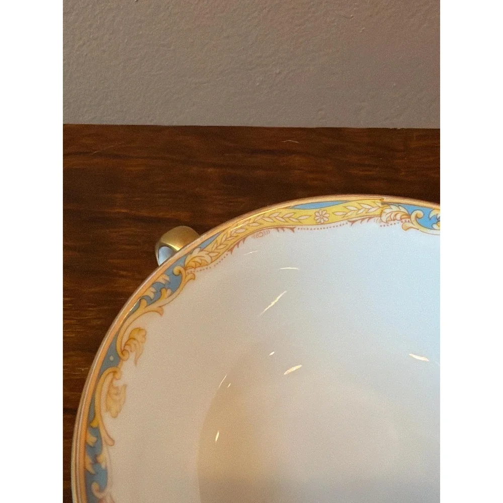 Antique Noritake Cream Soup Bowl and Saucer, Resilio Pattern, 1920s